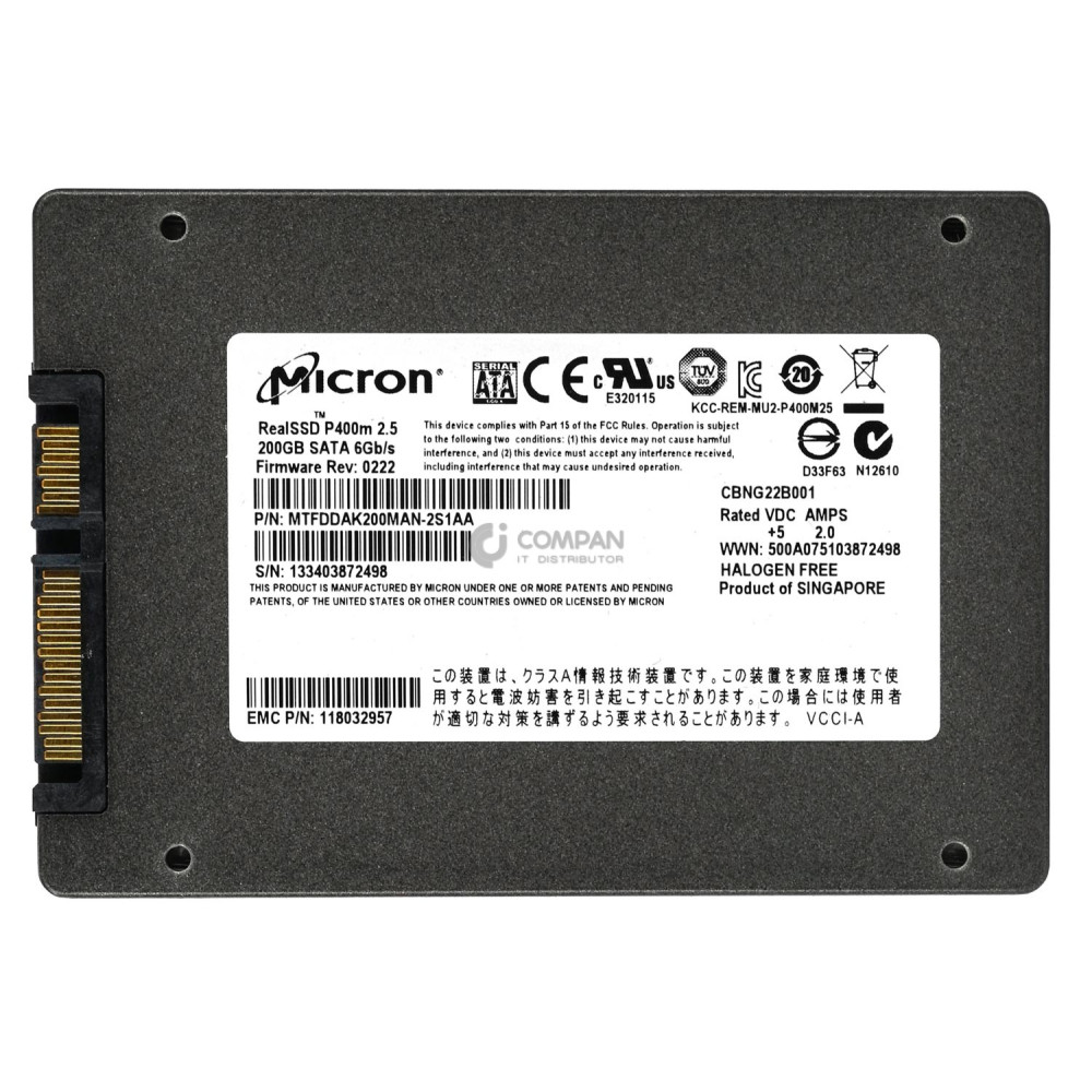 005049781 EMC FLASH SSD 200GB SATA 6G 2.5" SFF IN 3.5" LFF FOR EMC VMAX